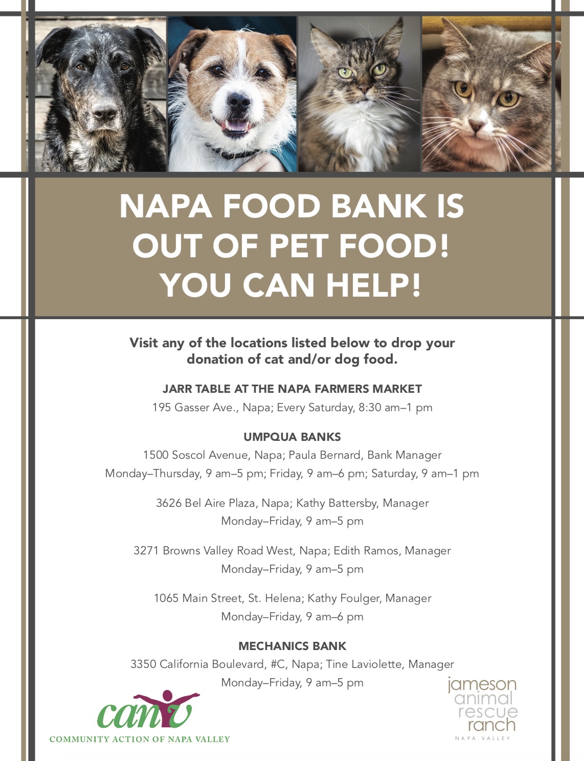 Napa Food Bank Needs Pet Food Donations Napa Chamber of Commerce